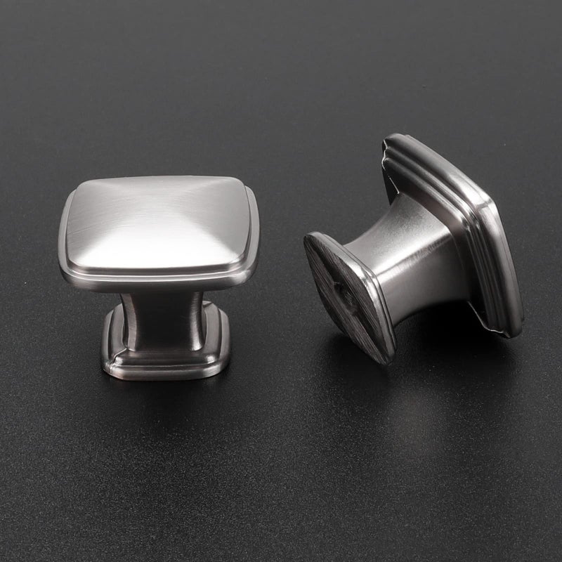 homdiy 5 Pack Kitchen Cabinet Knobs Brushed Nickel Drawer Knobs Silver Solid Square Cabinet Hardware for Dresser Bathroom Satin Nickel Door Handles for Kitchen Cupboard,Zinc Alloy - Image 5